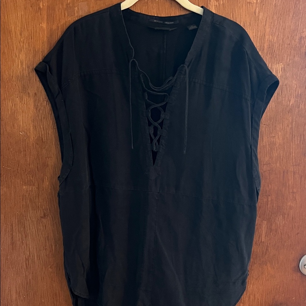 Scotch & Soda Black Lace-Up Blouse